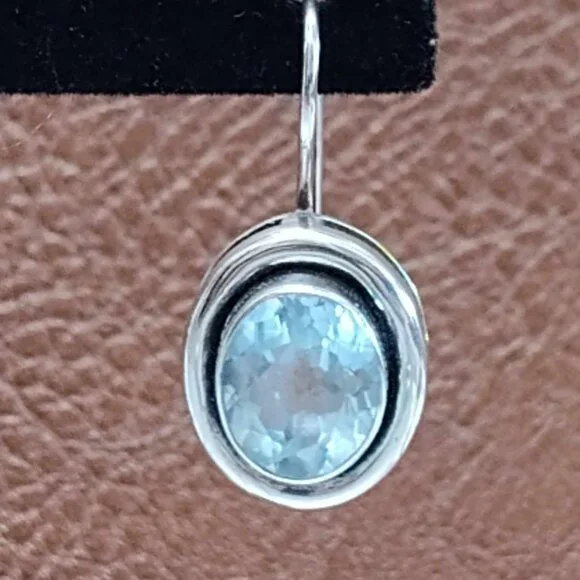 Silpada Blue Topaz Sterling Silver earrings with locking French wires - Picture 2 of 6